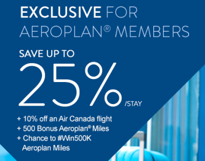 Oct 2 Update: 500 Bonus Aeroplan Miles on Delta Hotel stays, 20% bonus when converting RBC Rewards Points to WestJet