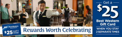 Best Western Rewards: $25 Travel Card for every 2 stays at Best Western hotels