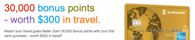 Scotiabank Gold American Express Card - Sign up bonus doubled to 30,000 points