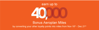Transfer points to Aeroplan to earn up to 40,000 Bonus Miles