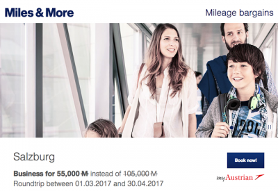 Miles & More Award Ticket Sale - Save 50,000 miles on Business Class award tickets between Toronto & Austria