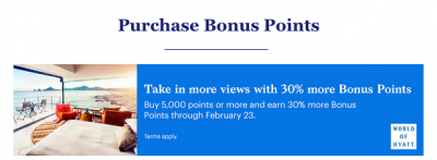 Receive a 30% bonus when you buy World of Hyatt points