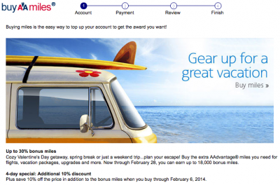 American: Up to 30% Bonus Miles and a 10% Discount on buying AAdvantage Miles until Feb 6