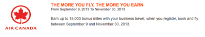 Air Canada: Earn up to 15,000 Bonus Aeroplan Miles on mulitple Air Canada flights (Targeted offer)