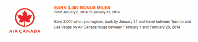 Air Canada rouge: Earn 3,000 Bonus Aeroplan Miles between Toronto and Las Vegas