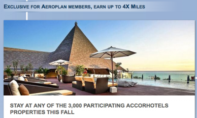 Earn up to 4x Aeroplan Miles for stays at Accor Hotels Worldwide