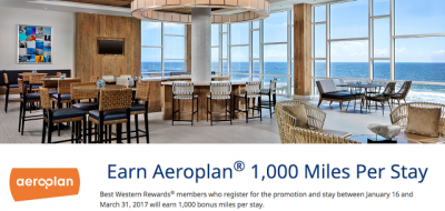 Air Canada / Aeroplan: 1,000 Bonus Miles for stays at Best Western Hotels Worldwide