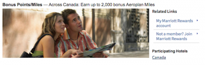 Earn up to 2,000 Bonus Aeroplan Miles for stays at Marriott Hotels in Canada until the end of June