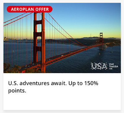 Earn up to 150% bonus Aeroplan points on Air Canada flights to the U.S.