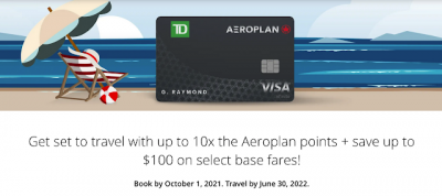 September 28 Update: TD Air Canada promo code working properly now and a new 100,000 point welcome bonus for PC Mastercards