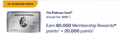 Amex bumps up the welcome bonus on the Platinum Card - now earn up to 100,000 bonus points