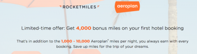 Earn 4,000 Bonus Aeroplan Miles on your first Rocketmiles booking