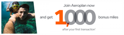 Receive 1,000 bonus Aeroplan Miles when you join the program and complete your first earning transaction - ends soon