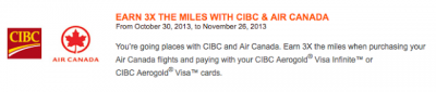 CIBC Aerogold Cardholders can earn 3x Aeroplan Miles for Air Canada bookings