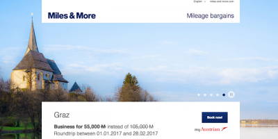 Miles & More Award Ticket Sale - Save 50,000 miles on Business Class award tickets between Toronto & Austria