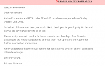 October 1 Update: Primera Air ceases operations, great gift card offer from PC Optimum and more!