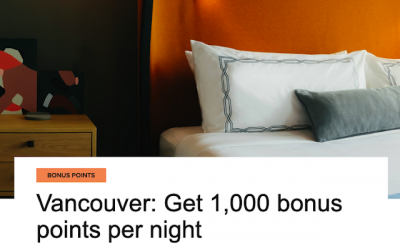Earn 1,000 Bonus Points per night at the Delta Hotels Vancouver Downtown Suites