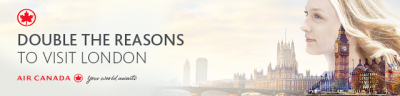 Air Canada: Double Aeroplan Miles for flights between Canada & London Heathrow