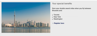 Earn Double Miles & More Miles on Brussels Airlines Toronto - Brussels flights