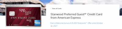 One week left to grab the higher sign up bonus on the Starwood Preferred Guest Credit Card from American Express