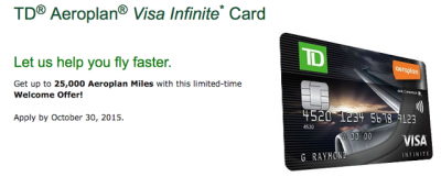 New TD Aeroplan Visa Infinite Offer - 25,000 Bonus Miles, 50% discount on first year annual fee, $50 off + 3,000 Bonus Miles at Shop.ca