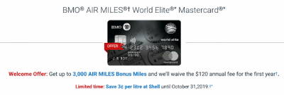 Save 3 cents per litre at Shell stations with BMO AIR MILES & Shell Mastercard cards until October 31