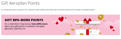 New Aeroplan Buy Miles offers - 40% bonus when you buy for yourself, 80% bonus when you gift to someone else
