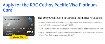 Earn up to 40,000 Asia Miles with the best ever bonus on the RBC  Cathay Pacific Visa Platinum Card