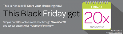 Earn 20x AIR MILES Rewards Miles with their Black Friday online shopping offer