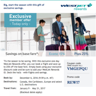 December 6 Update: Promo code for up to 25% off WestJet flights, Podcast Episode10 & new AC Maple Leaf Lounge in YUL