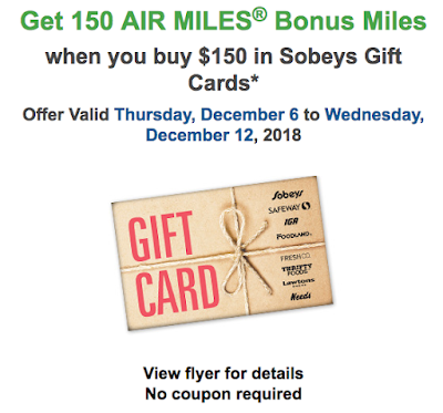 December 7 Update: 150 Bonus AIR MILES when you buy $150 Sobeys Gift Cards, 50% Bonus Asia Miles for Hotel Point Transfers & American AAdvantage Lowers Redemption Rates out of Canada