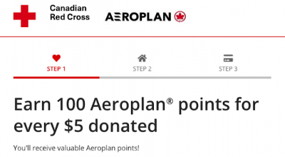 Earn 100 Aeroplan Points for every $5 donated to the Canadian Red Cross + a chance to win 250K Aeroplan Points