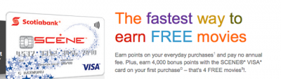 Scotiabank SCENE Visa Card sign up bonus increased to 4,000 points