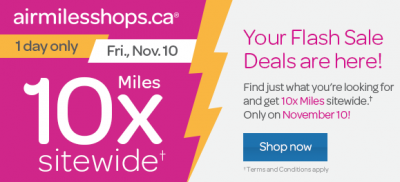 This Friday Only - 10x AIR MILES Reward Miles on all airmilesshops.ca purchases