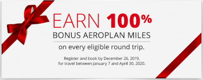 100% Bonus Aeroplan Miles when you fly Air Canada within Canada, from Canada to the U.S. or Canada to Sun destinations