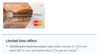 ATB Gold My Rewards Travel MasterCard 100,000 Point Sign Up Bonus - Classic case of "Remember people it's all about the EARN and the BURN"