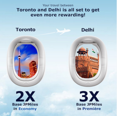 Jet Airways JetPrivilege: Earn up to Triple JPMiles between Toronto and Delhi