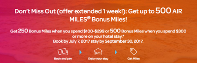 Up to 500 Bonus AIR MILES when you book a hotel stay via the AIR MILES Travel Hub