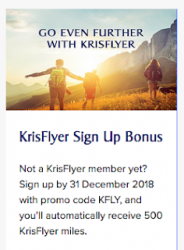 500 Free Miles when you join the Singapore Airlines KrisFlyer program