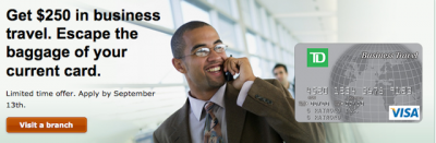 Limited Time: TD Business Travel Visa Card sign up bonus increased to 50,000 points