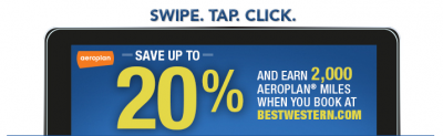 Air Canada: 8x Aeroplan Miles for Best Western stays in Canada, U.S. & the Caribbean