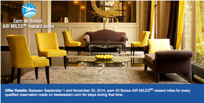 Sep 12 Update: 40 Bonus Air Miles for Best Western stays, great Alaska Airlines car rental bonuses