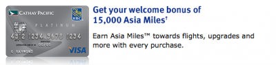 Increased sign up bonus of 15,000 Asia Miles for the RBC Cathay Pacific Asia Miles Platinum Card