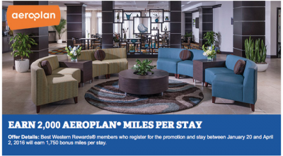 Air Canada / Aeroplan - 8x Miles for Best Western stays in Canada, the U.S. and Caribbean