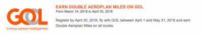 Air Canada: Double Aeroplan Miles when flying on Brazil's GOL this April & May