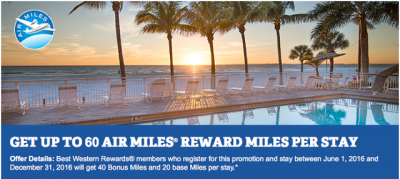 Earn 40 Bonus AIR MILES Reward Miles for Best Western stays until the end of the year