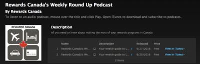 September 27 Update: Rewards Canada's Weekly Round Up Podcast Episode 2, Air Canada Destination Bonus and more!