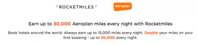 New Aeroplan Bonus Offers from Rocketmiles - Double Miles for first timers, 1,000 Miles for the rest