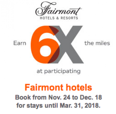 Aeroplan & Fairmont Hotels Black Friday Offer: 6x Aeroplan Miles for stays in the Americas