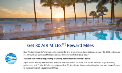 Earn 60 Bonus AIR MILES Reward Miles on your next Best Western stay